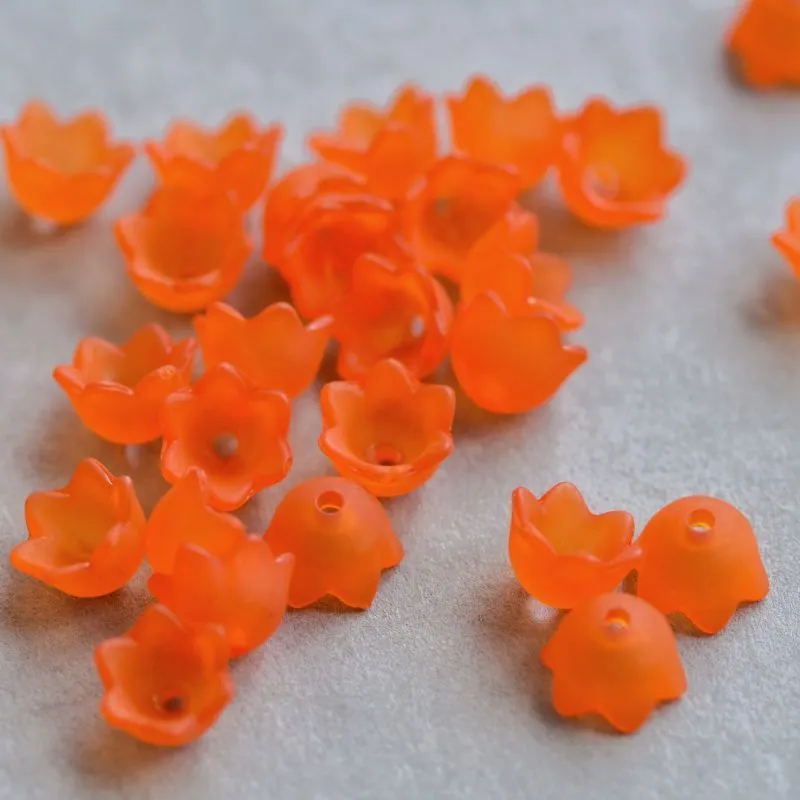 бусина, акрил "ландыш", цвет оранжевый матовый, 10х6 мм