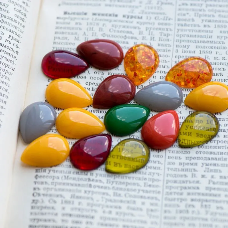 кабошон из смолы "джелли" капля, цветовой микс, 25x18x5.5 мм