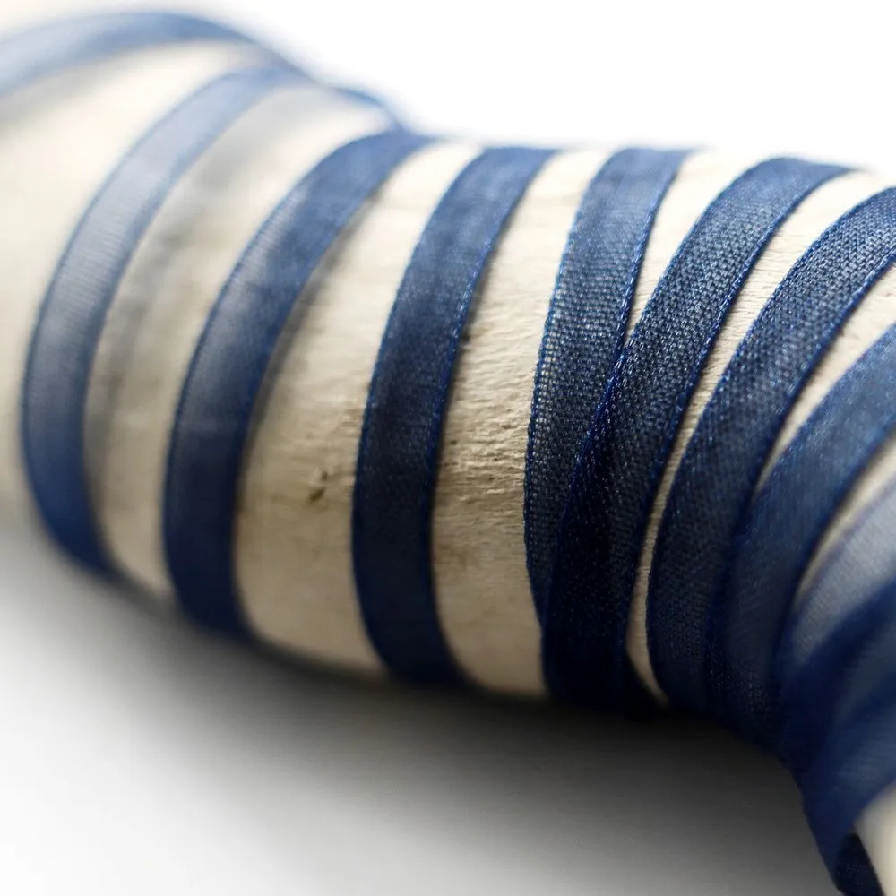 лента, органза, цвет синий, ширина 3 мм ленты