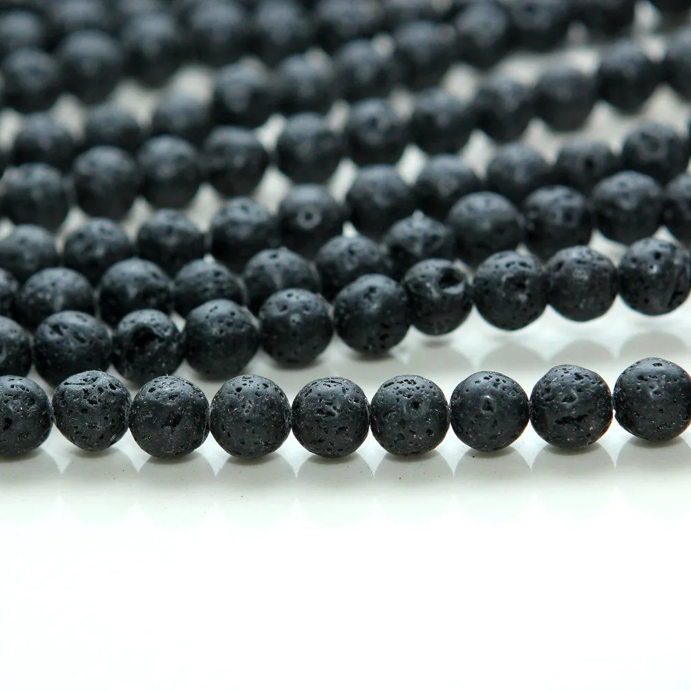 бусина лава натуральная 8, цвет черный, 8 мм