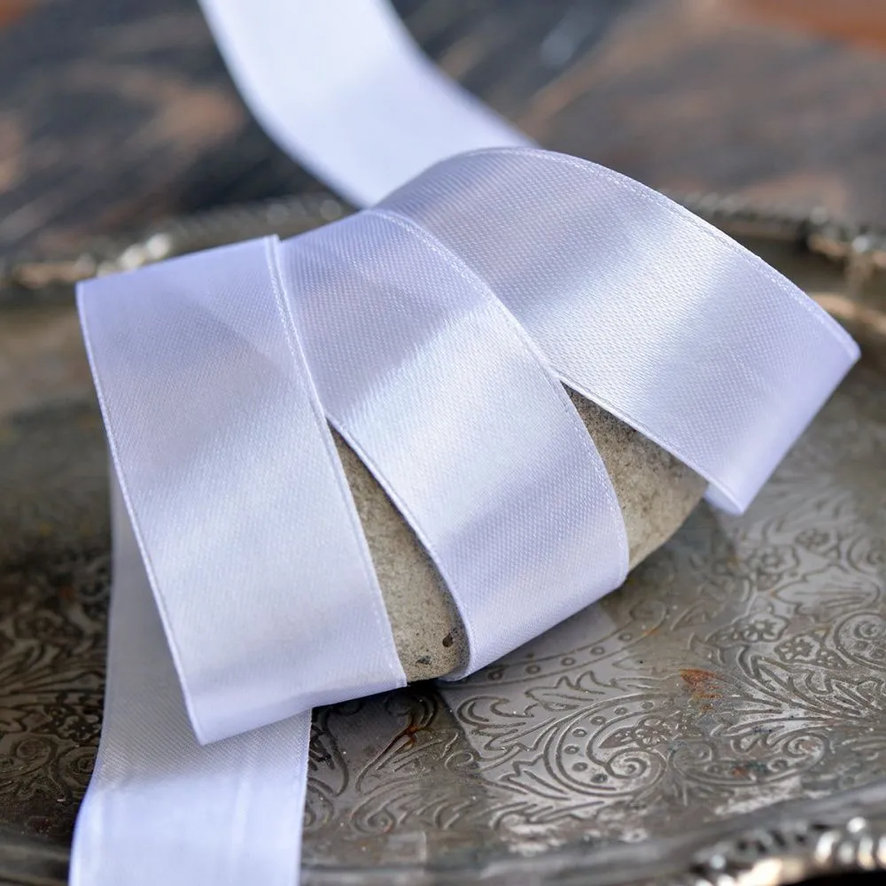 лента, атлас, цвет белый, ширина 25 мм ленты