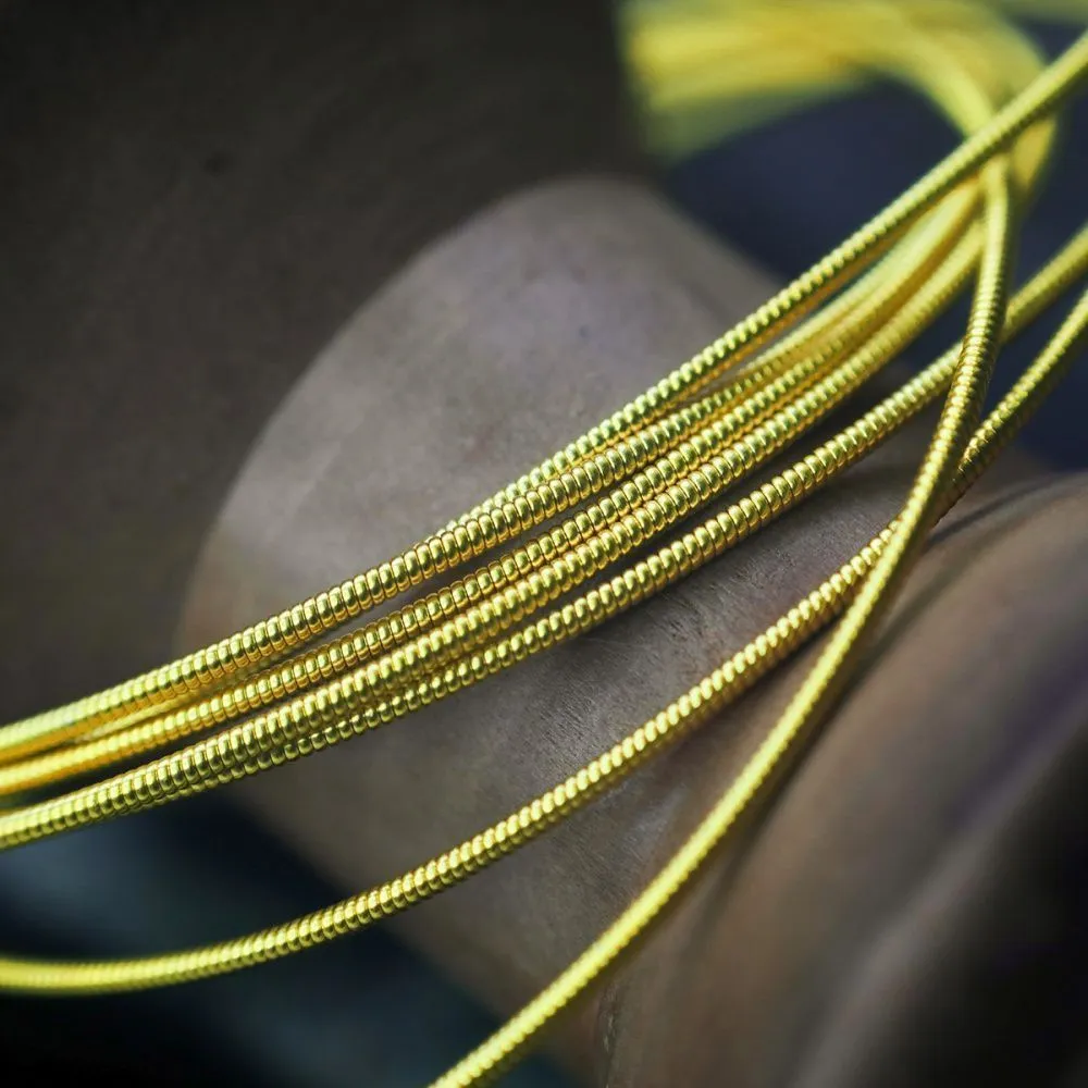 канитель жесткая, цвет лимонное золото, 1 мм