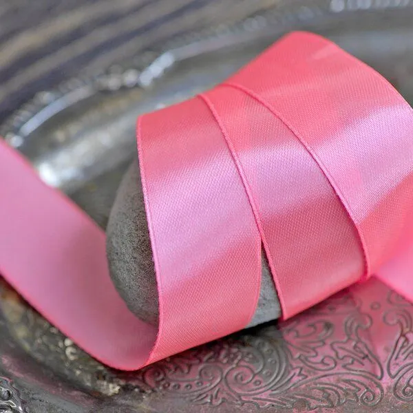 лента, атлас, цвет розово-лиловый, ширина 25 мм ленты