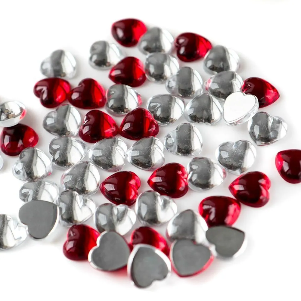 кабошон акриловый "харт", сердечко, цветовой микс, 12x12x5 мм