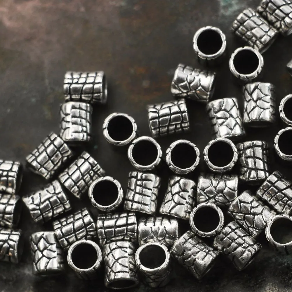 ес бусина металл "твил", цвет античное серебро, 7x6 мм