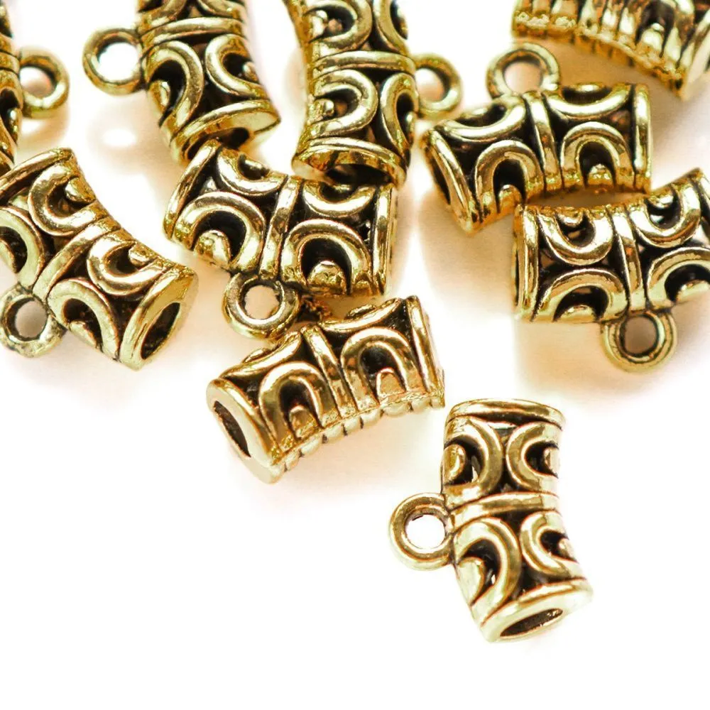 бейл "трубочка", цвет античное золото, 9.5х12х6 мм