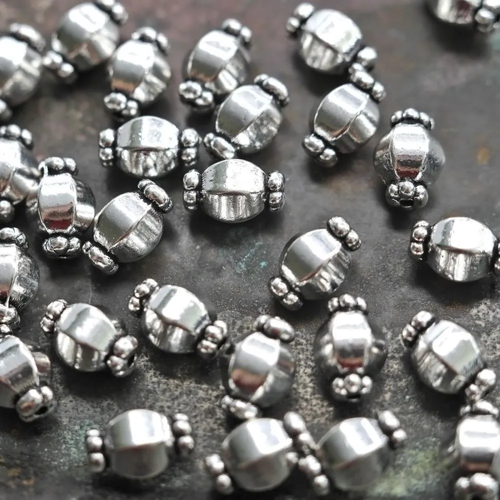 бусина, металл "бонбон", цвет античное серебро, 10х7 мм