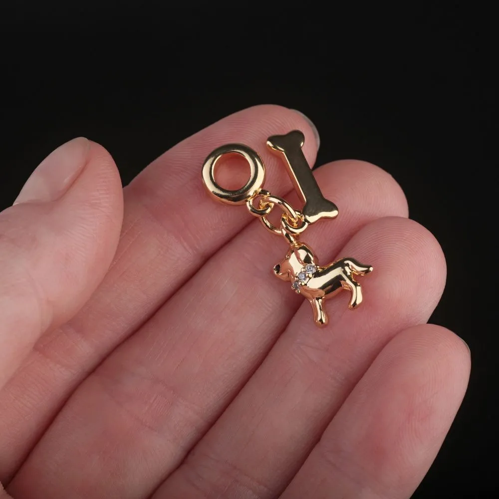 подвеска металл "такса", позолота/циркон, 28 мм