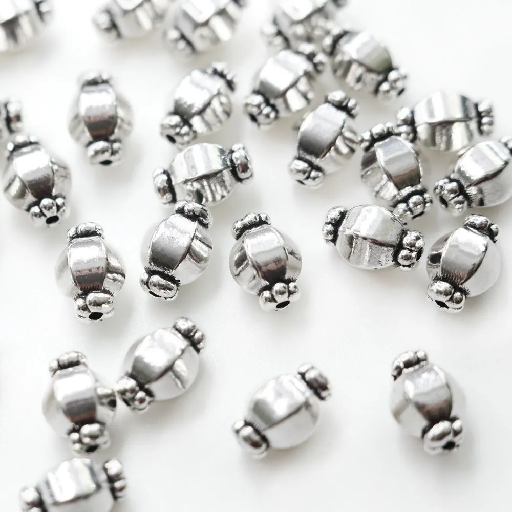 бусина, металл "бонбон", цвет античное серебро, 10х7 мм