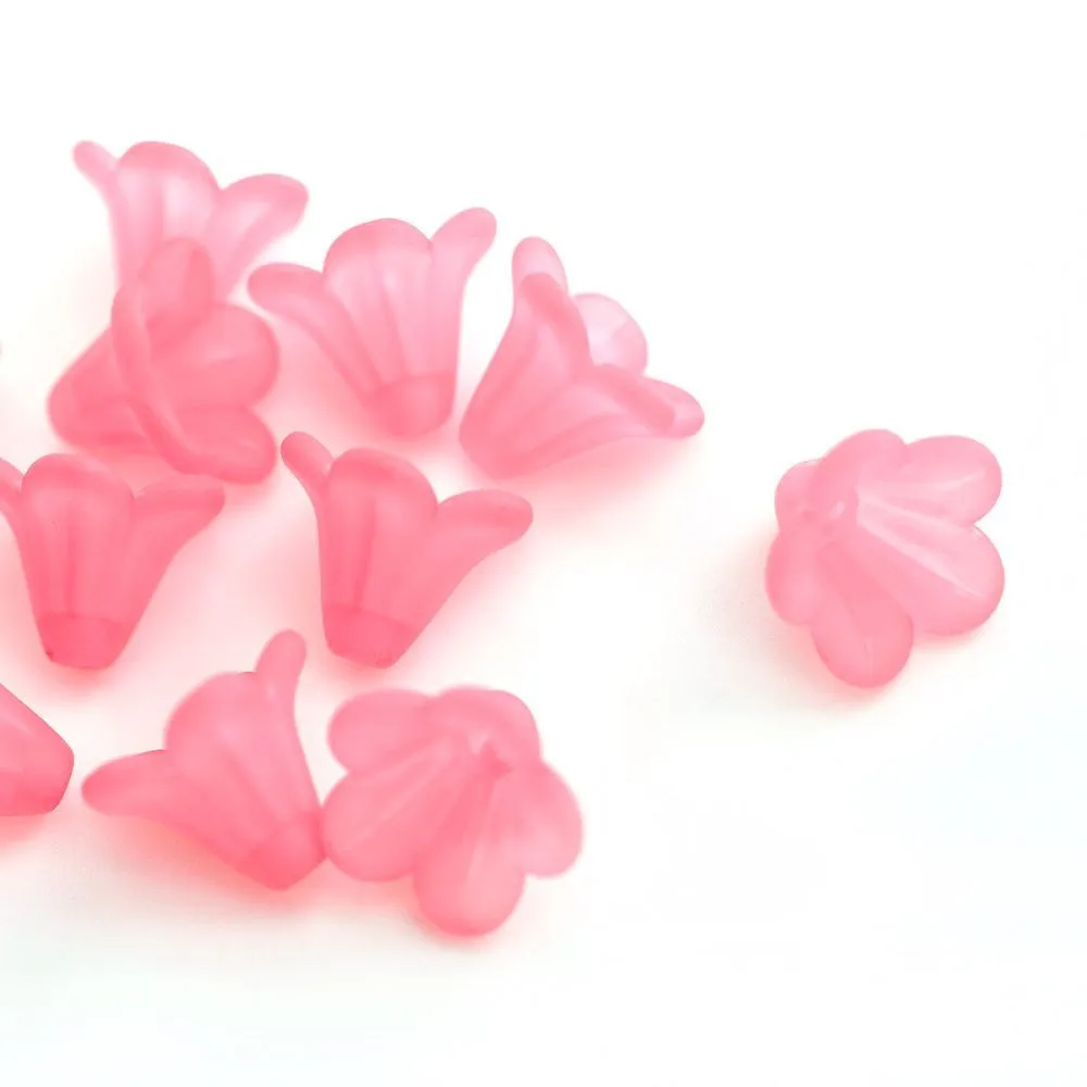 бусина, акрил "колокольчик", матовая, цвет розовый, 14x10 мм