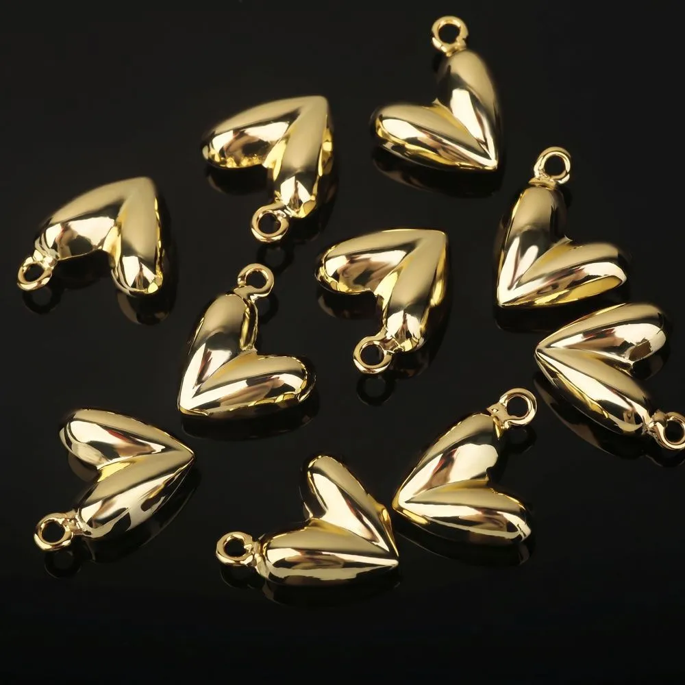 подвеска металл "сердце", позолота, 17x15x6 мм