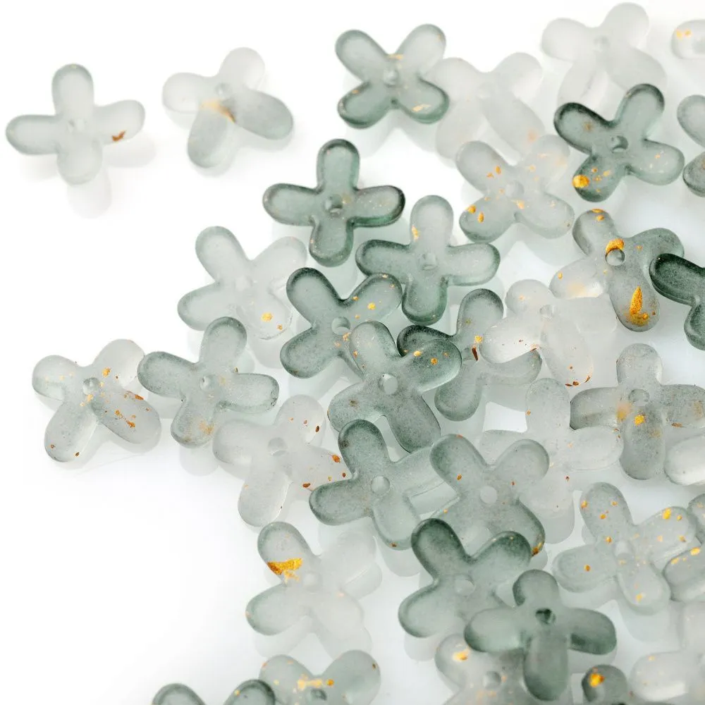 бусина, акрил "клематис", матовая, цвет полынный, 11.5x11.5x3 мм