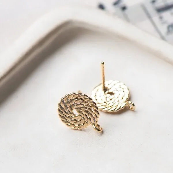 пуссеты "корд", позолоченные, 15x12 мм